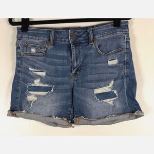 American Eagle Shorts Womens 8 Blue Next Level Stretch Distressed Denim